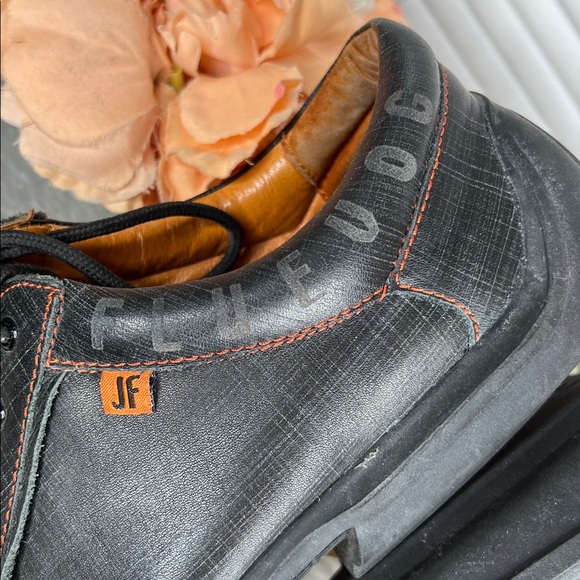 John Fluevog Black Low-Top Sneakers with Orange Stitching main image 9